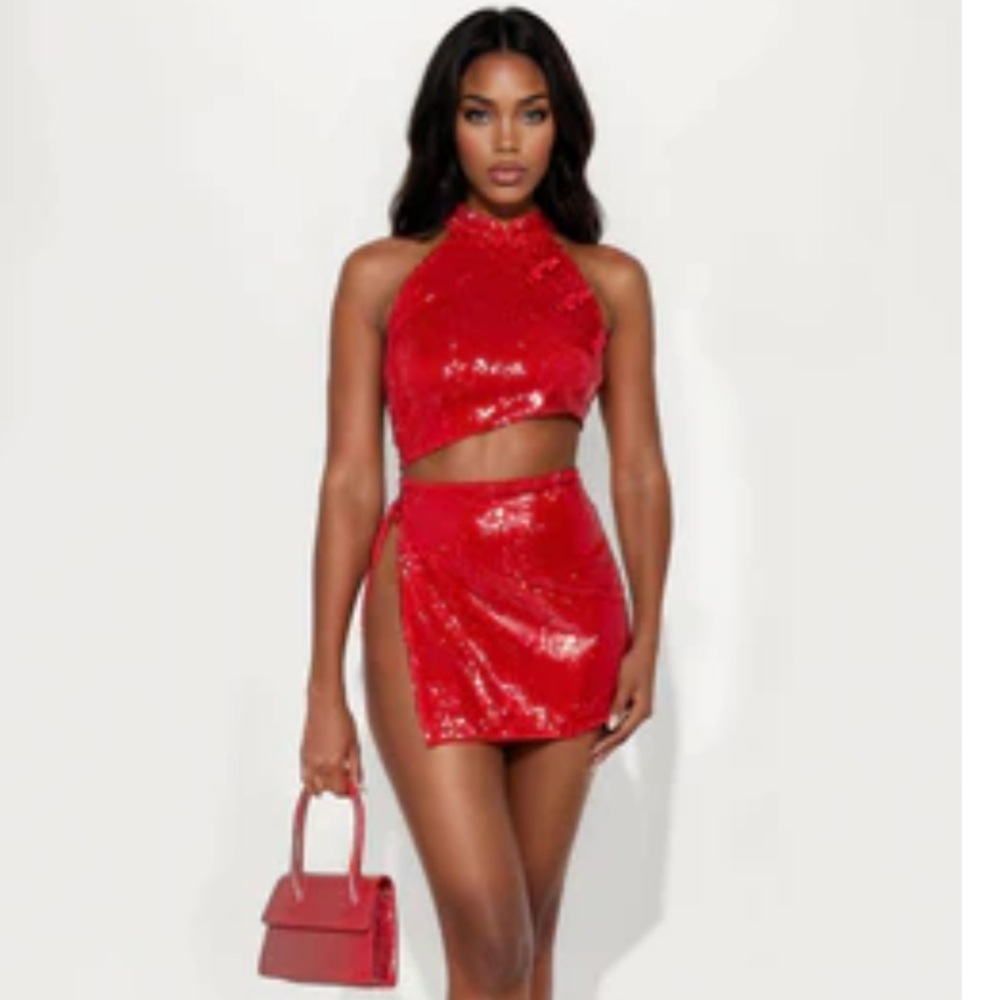 Fashion Nova Red Asymmetrical Dress
